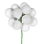 Vickerman N192511 12" White Ball Ornament Christmas Pick 4 Per Set