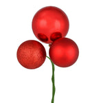 Vickerman N193003 18" Red Ball Ornament Christmas Pick 4 Per Set