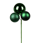 Vickerman N193024 18" Emerald Ball Ornament Christmas Pick 4 Per Set