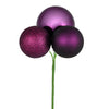 Vickerman N193026 18" Plum Ball Ornament Christmas Pick 4 Per Set