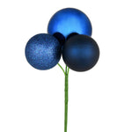 Vickerman N193031 18" Midnight Blue Ball Ornament Christmas Pick 4 Per Set