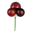 Vickerman N193065 18" Burgundy Ball Ornament Christmas Pick 4 Per Set