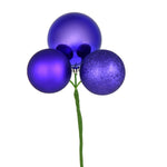 Vickerman N193066 18" Purple Ball Ornament Christmas Pick 4 Per Set