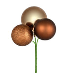 Vickerman N193076 18" Mocha Ball Ornament Christmas Pick 4 Per Set