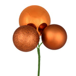 Vickerman N193088 18" Copper Ball Ornament Christmas Pick 4 Per Set