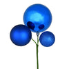 Vickerman N193102 18" Blue Ball Ornament Christmas Pick Set Of 3