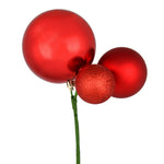 Vickerman N193103 18" Red Ball Ornament Christmas Pick Set Of 3