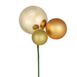 Vickerman N193108 18" Gold Ball Ornament Christmas Pick Set Of 3