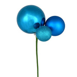 Vickerman N193112 18" Turquoise Ball Ornament Christmas Pick Set Of 3