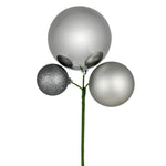 Vickerman N193125 18" Limestone Ball Ornament Christmas Pick Set Of 3