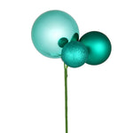 Vickerman N193142 18" Teal Ball Ornament Christmas Pick Set Of 3