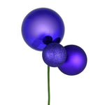 Vickerman N193166 18" Purple Ball Ornament Christmas Pick Set Of 3