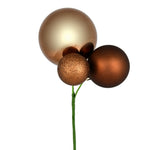 Vickerman N193176 18" Mocha Ball Ornament Christmas Pick Set Of 3