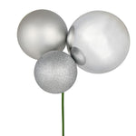 Vickerman N193207 18" Silver Ball Ornament Christmas Pick Pack Of 2
