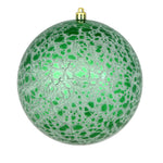 Vickerman N195404D 4" Green Crackle Ball Ornament 6 Per Bag