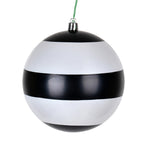 Vickerman N205115 4.75" Black-White Striped Pearl Ball Christmas Ornament 4 Per Set