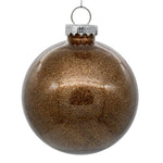 Vickerman N211576 6" Clear Ball Christmas Ornament With Mocha Glitter Interior 4 Pieces Per Bag