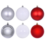 Vickerman N220750 4" Red White And Silver Ornament Assortment 18 Per Box.