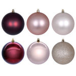 Vickerman N220362 3" Rose Gold Burgundy And Oat Ornament Assortment 12 Per Box.