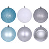 Vickerman N220763 4" Silver Baby Blue And White Ornament Assortment 18 Per Box.