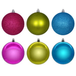 Vickerman N220766 4" Fuchsia Lime And Turquoise Ornament Assortment 18 Per Box.