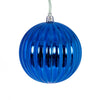 Vickerman N222202DSV 4" Blue Shiny Lined Ball Ornament 6 Per Bag.
