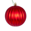 Vickerman N222203DMV 4" Red Matte Lined Ball Ornament 6 Per Bag.