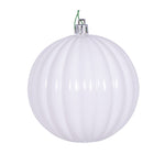 Vickerman N222211DSV 4" White Shiny Lined Ball Ornament 6 Per Bag.