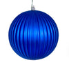 Vickerman N222402DMV 6" Blue Matte Lined Ball Ornament 4 Per Bag.