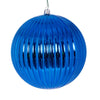 Vickerman N222402DSV 6" Blue Shiny Lined Ball Ornament 4 Per Bag.