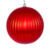 Vickerman N222403DMV 6" Red Matte Lined Ball Ornament 4 Per Bag.