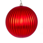 Vickerman N222403DMV 6" Red Matte Lined Ball Ornament 4 Per Bag.