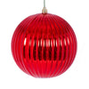 Vickerman N222403DSV 6" Red Shiny Lined Ball Ornament 4 Per Bag.