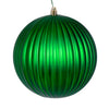 Vickerman N222404DMV 6" Green Matte Lined Ball Ornament 4 Per Bag.