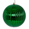 Vickerman N222404DSV 6" Green Shiny Lined Ball Ornament 4 Per Bag.