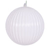 Vickerman N222411DSV 6" White Shiny Lined Ball Ornament 4 Per Bag.
