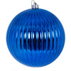 Vickerman N222502DSV 8" Blue Shiny Lined Ball Ornament 1 Per Bag.