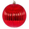 Vickerman N222503DSV 8" Red Shiny Lined Ball Ornament