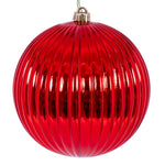 Vickerman N222503DSV 8" Red Shiny Lined Ball Ornament