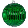Vickerman N222504DSV 8" Green Shiny Lined Ball Ornament 1 Per Bag.