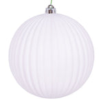 Vickerman N222511DMV 8" White Matte Lined Ball Ornament 1 Per Bag.