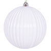 Vickerman N222511DSV 8" White Shiny Lined Ball Ornament 1 Per Bag.