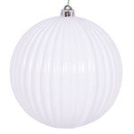 Vickerman N222511DSV 8" White Shiny Lined Ball Ornament 1 Per Bag.