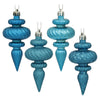Vickerman N500012 4" Turquoise 4-Finish Finial Ornament 8 Per Box