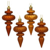 Vickerman N500018 4" Burnished Orange 4-Finish Finial Ornament 8 Per Box