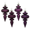 Vickerman N500026 4" Plum 4-Finish Finial Ornament 8 Per Box
