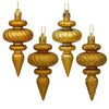 Vickerman N500030 4" Antique Gold 4-Finish Finial Ornament 8 Per Box