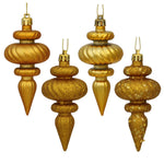 Vickerman N500030 4" Antique Gold 4-Finish Finial Ornament 8 Per Box