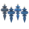 Vickerman N500031 4" Midnight Blue 4-Finish Finial Ornament 8 Per Box