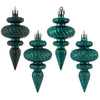 Vickerman N500062 4" Sea Blue 4-Finish Finial Ornament 8 Per Box